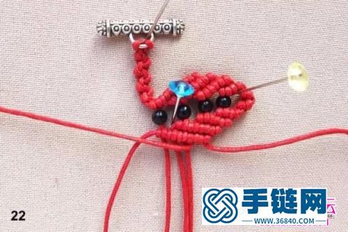 中国结编织红色波浪串珠手链教程