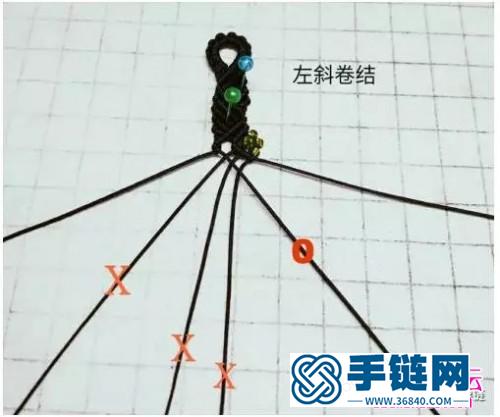 绳编S纹米珠斜卷结手绳的详细编制教程