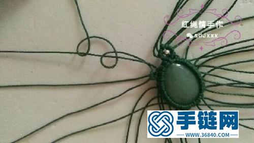 中国结编织波浪花镶宝石吊坠图解