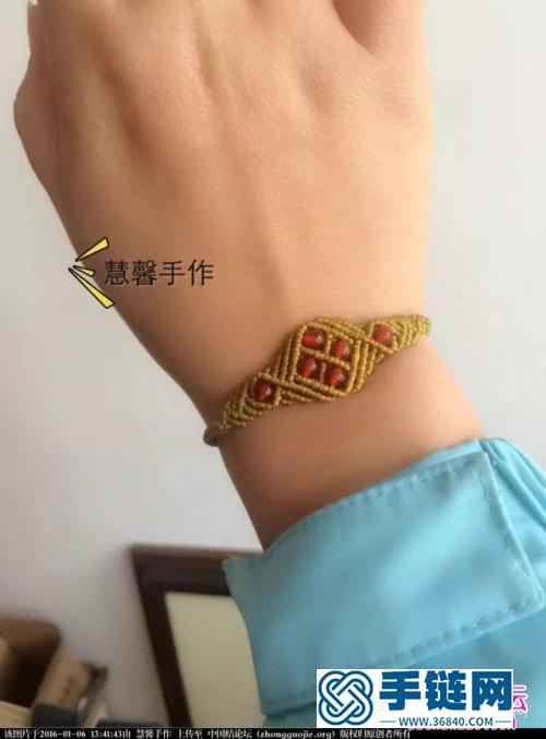 中国结编织珠子情侣手链方法图解