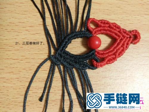 绳编两相依黑红耳坠的方法