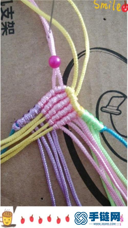 缤纷色彩斜卷结手绳的制作方法