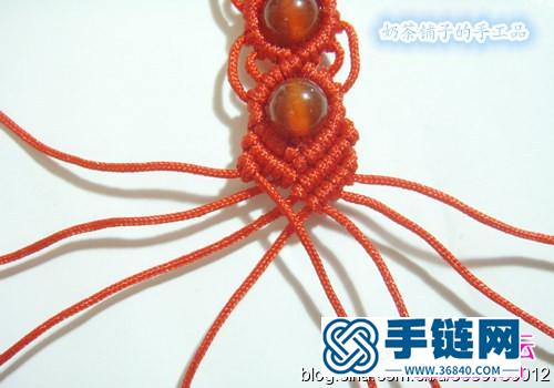 绳+红玛瑙转运手链的编织方法