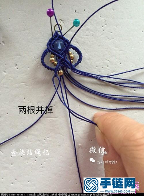 中国结编织中国风蓝色串珠耳环教程