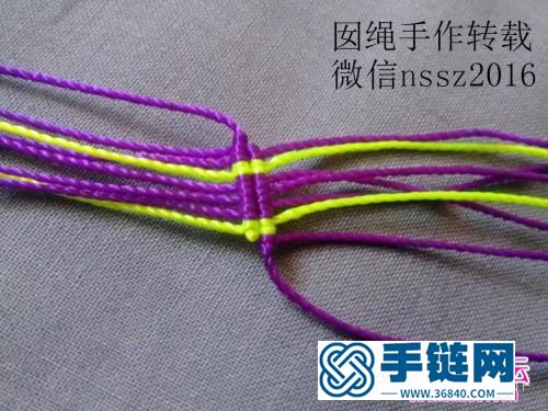 中国结编织菱形格子图案的手绳教程