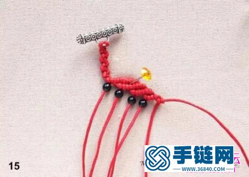 中国结编织红色波浪串珠手链教程