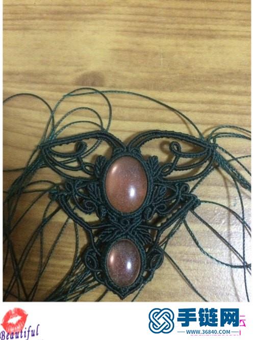 蜡线粉晶包石绿项链的详细制作教程