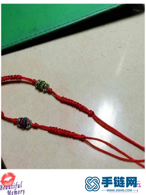 玉线红绳脚链的制作方法