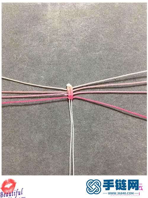 蜡线绳编带珠渐变小莲花的详细编织教程