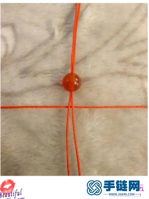 玉线红玛瑙绳编手链的制作方法