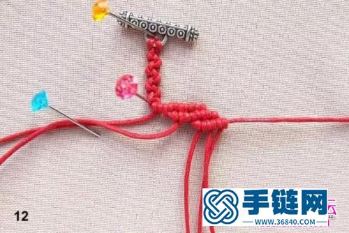 中国结编织红色波浪串珠手链教程