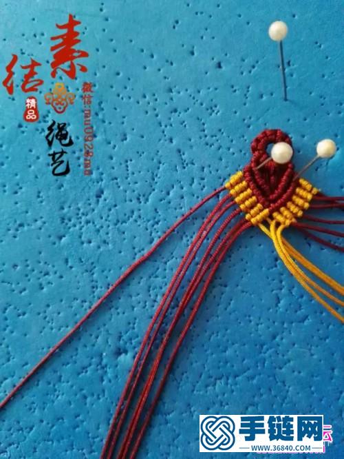 中国结编织多彩米珠手绳方法图解