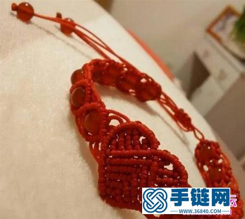 中国结编织十里桃花爱心红绳手链教程