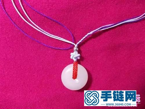 中国结编织红绳白玉扣项链教程