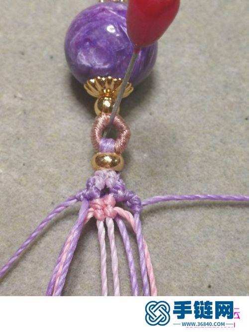 绳编紫龙晶单珠手绳的编制图解