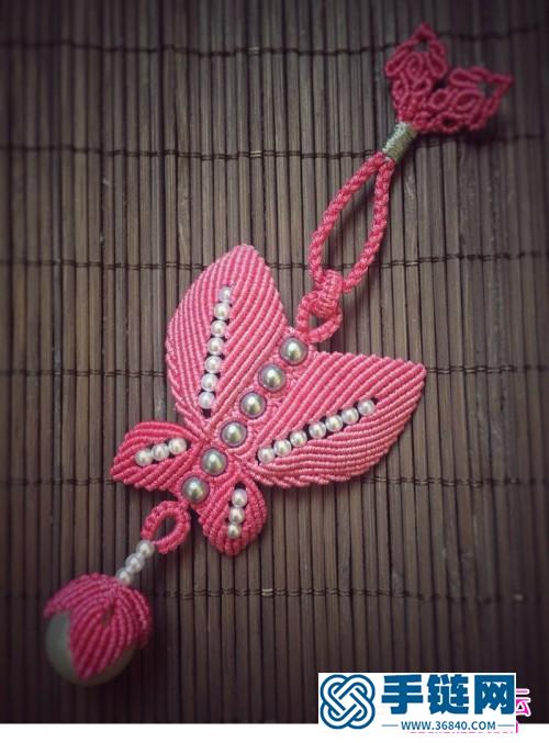 蜡线珍珠蝴蝶挂饰的详细制作教程