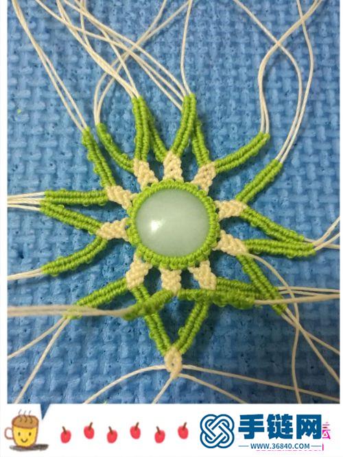 绳编玉线绿意包石项链的制作
