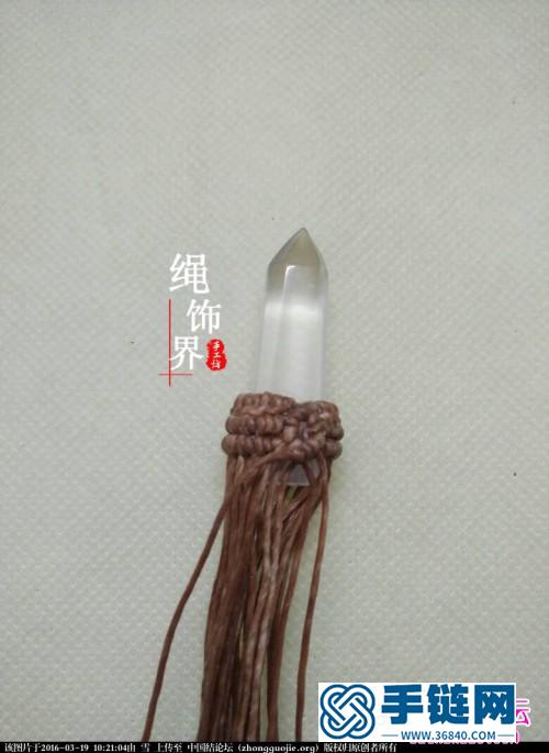 中国结编织青水晶柱包石项链吊坠的方法