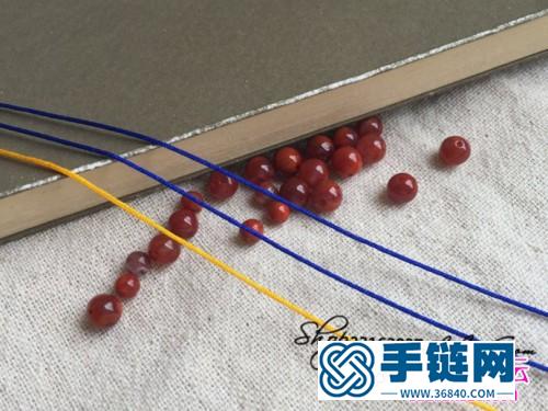 绳和玛瑙珠编制雀头结手绳教程