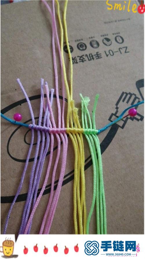 缤纷色彩斜卷结手绳的制作方法