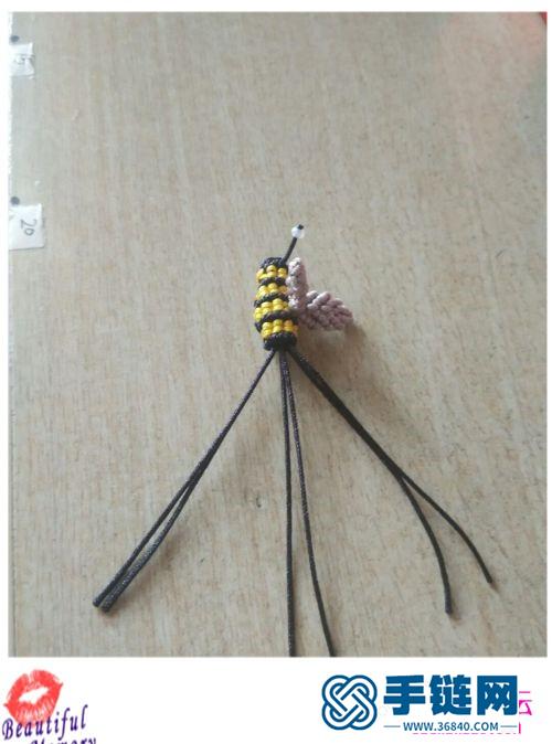 玉线绳编小蜜蜂的制作方法