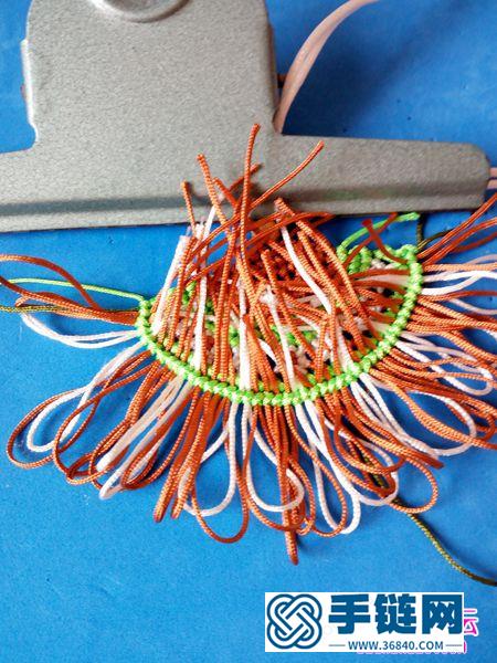 绳编玉线串珠小花扇挂饰的详细编制教程