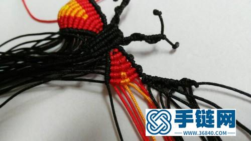 中国结编织制作的赤橙黄双翅蝴蝶图解