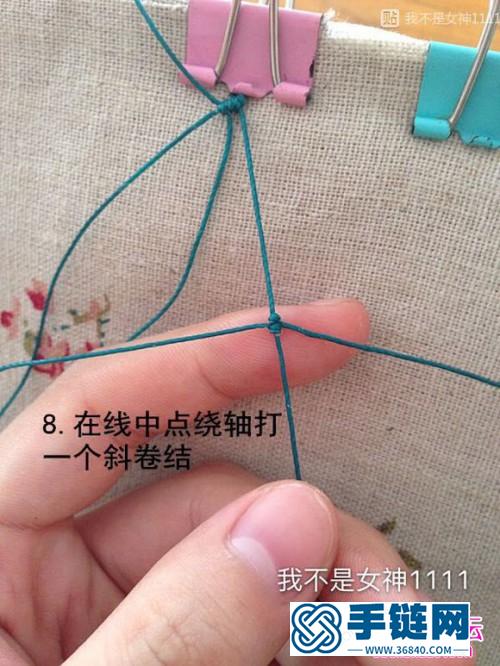 中国结编织水晶柱子包石吊坠方法图解