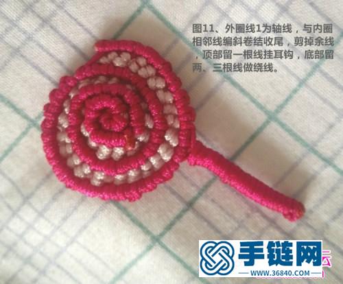 中国结编织棒棒糖耳环的方法图解