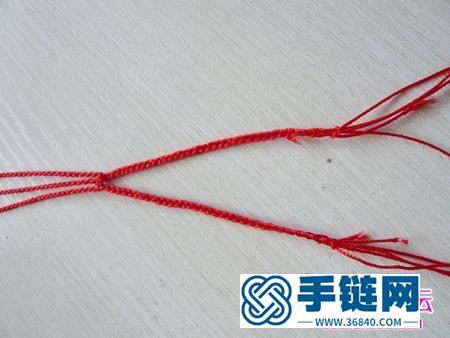 三层红绳手链编法图解