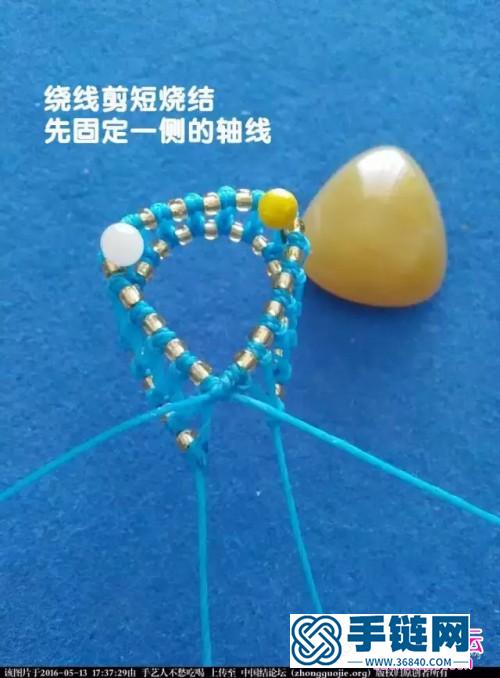 中国结编织串珠包石项链坠教程