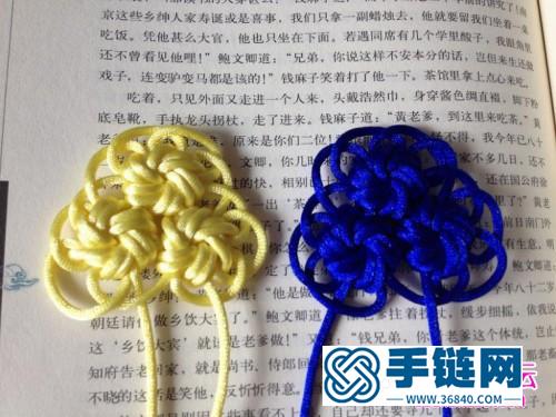 中国结编织三连体团锦冰花流苏挂饰教程