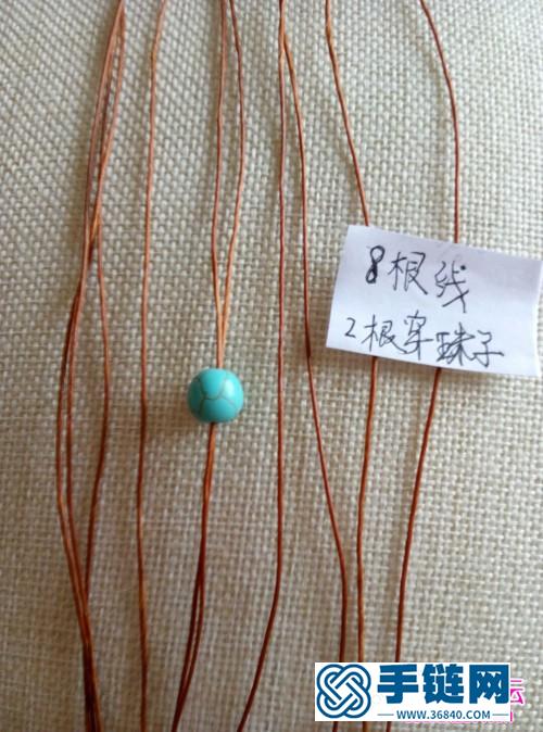 蜡线串珠花朵手绳的制作方法