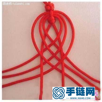 中国结相思扣红绳手链的编法教程