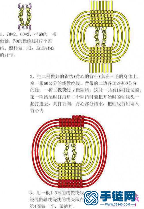 用斜圈结编阳光三毛玩具图解