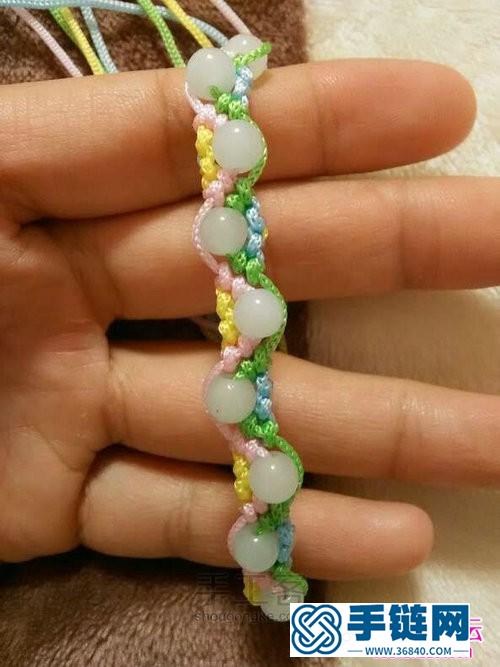 手链编织教程斜卷结
