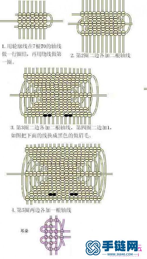 用斜圈结编阳光三毛玩具图解