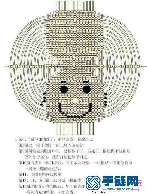 用斜圈结编阳光三毛玩具图解