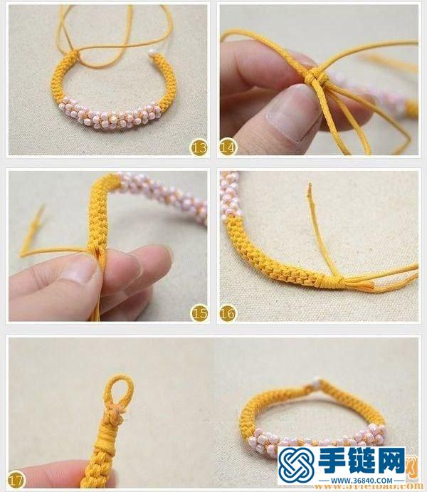 简单DIY圆柱形硕果串珠绳编手绳做法详情 