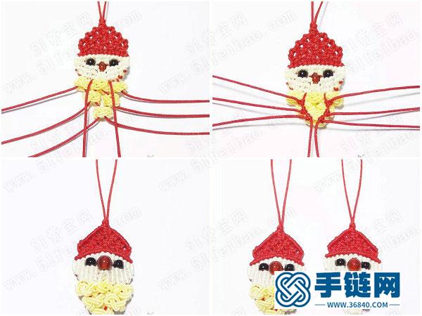 圣诞节手工主题_简单DIY编绳圣诞老人挂件作品 