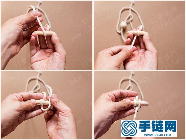 木珠木环简单DIY绳编空气凤梨吊挂栽培容器 
