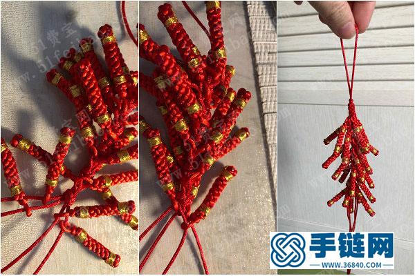 简单DIY编绳串串鞭炮挂饰_中国结编法新年挂件鞭炮 