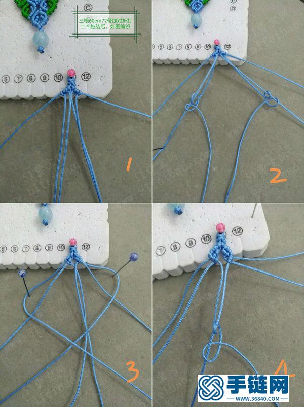 简单DIY手编花样合并练习_双色玉线编绳耳饰的手作过程 