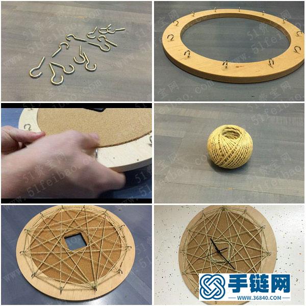 手编线绳刻度卧室挂钟制作教学 