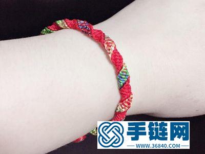 怎么编法彩色手绳图解_简单DIY四股绳编平结民族风手绳 