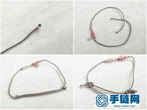 红绳编法手工diy _制作美美的编绳桃花脚链 