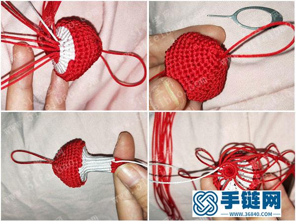 玉线手工编法小蘑菇挂件_如何简单DIY编绳做可爱的钥匙扣 