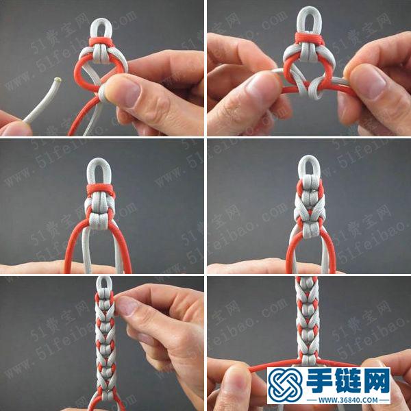 绳编简单DIY好看的伞绳双色手绳做法 