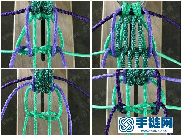 手工编织图解教程_简单DIY宽形伞绳手绳编法 