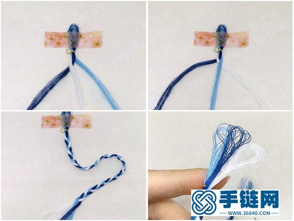 如何用缝纫线简单DIY三股三色手编手绳 